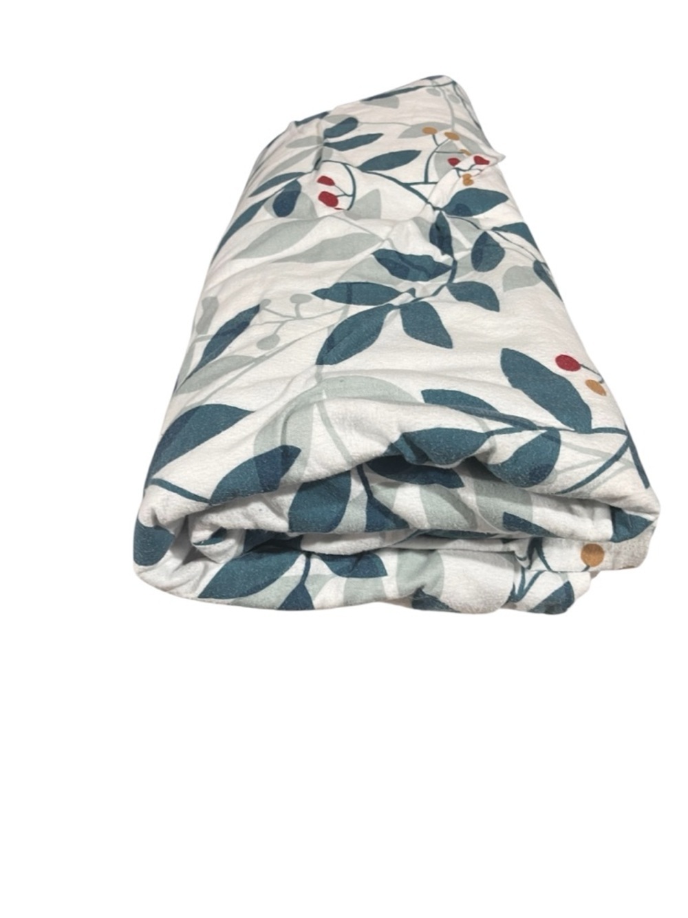 The Company Store Queen Teal Velvet Flannel Duvet Cover Leaves and Berries - Picture 3 of 9